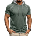 Men's Sports Fitness Hooded Short-sleeved T-shirt