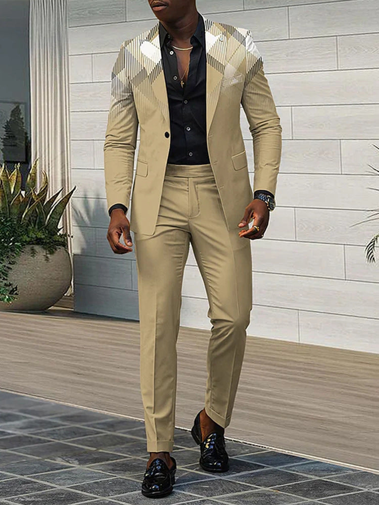 Mens New Autumn Slim-Fit Two-Piece Suit