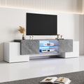 180x40x46.5cm Plain White And Grey TV Cabinet With Bluetooth LED, Lowboard TV Cabinet Suitable For Living Room TV Cabinets With 60-65-70 Inch TVs