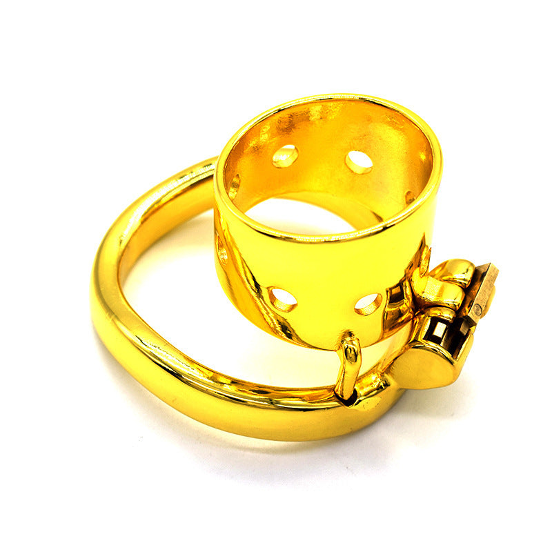 Stainless Steel Gold-plated Straight Eight-hole Chastity Lock