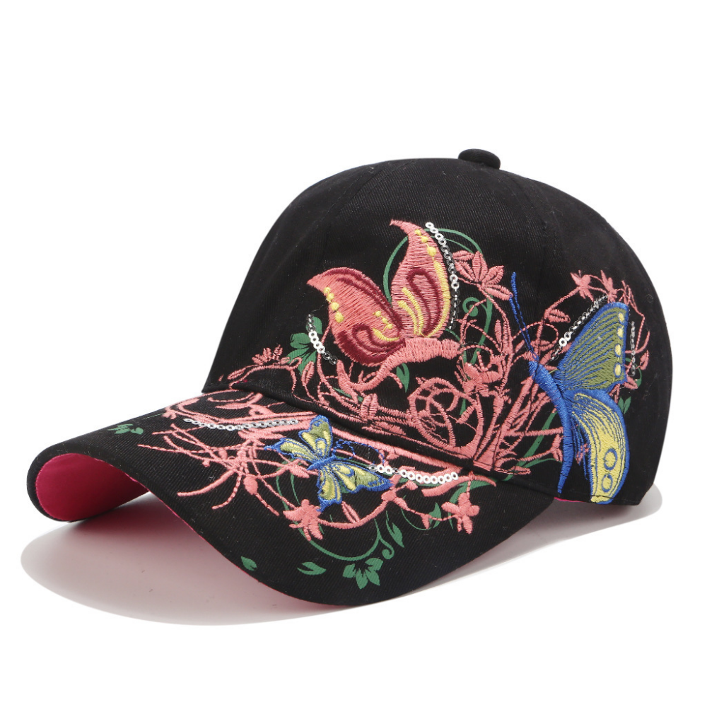 Summer Women's Embroidered Flower And Butterfly Sequin Fashion Trend Sun Hat For Outdoor Outings, Summer Shopping, Vacation - Versatile Hat