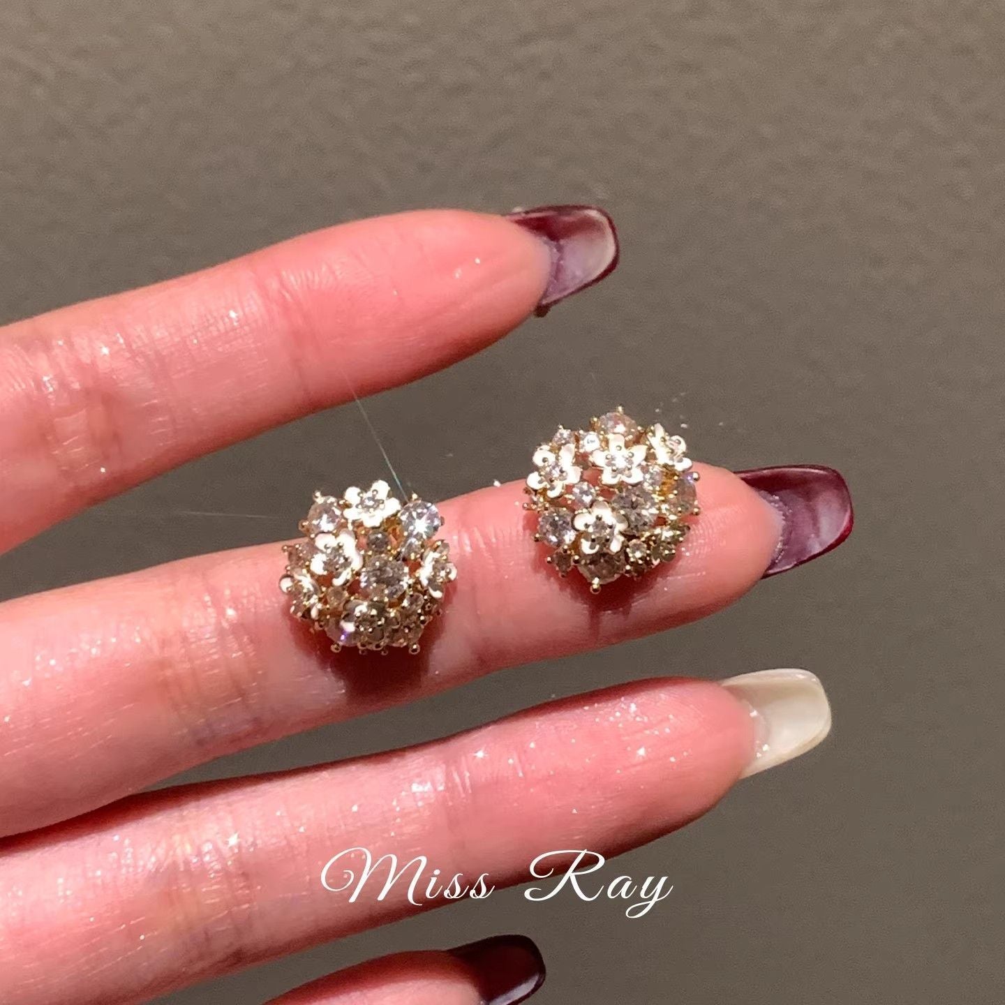 2026 New French Pastoral Fairy Zircon Floral Stud Earrings, Spring Forest Style Light Luxury Sweet Elegant Ear Jewelry For Women