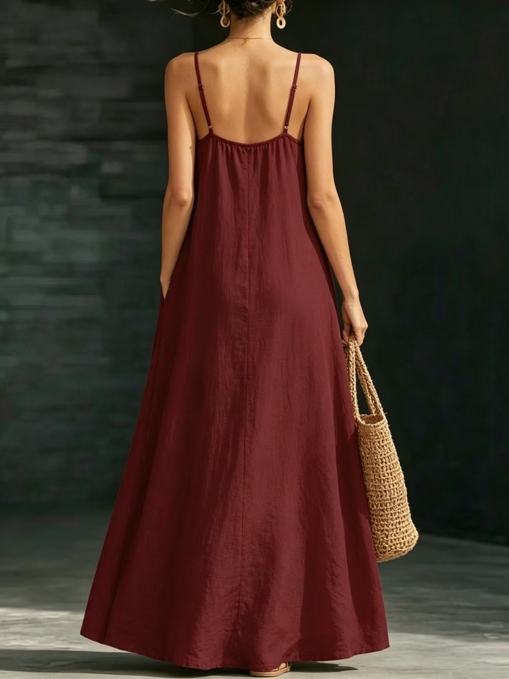 Summer Beach Strap Long Dress Loose And Flowing Casual Strap Long Dress Vacation Style Dress