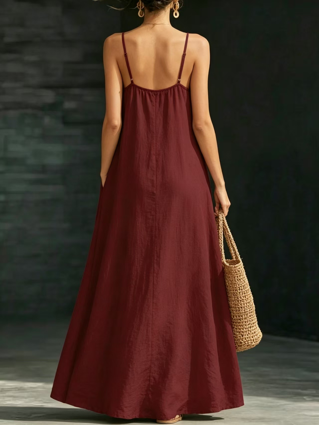 Summer Beach Strap Long Dress Loose And Flowing Casual Strap Long Dress Vacation Style Dress