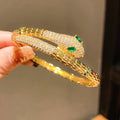 Classic Vintage European  Zircon Inlaid Bracelet, French Elegant Temperament Sparkly Rhinestone Light Luxury Fashion Bangle