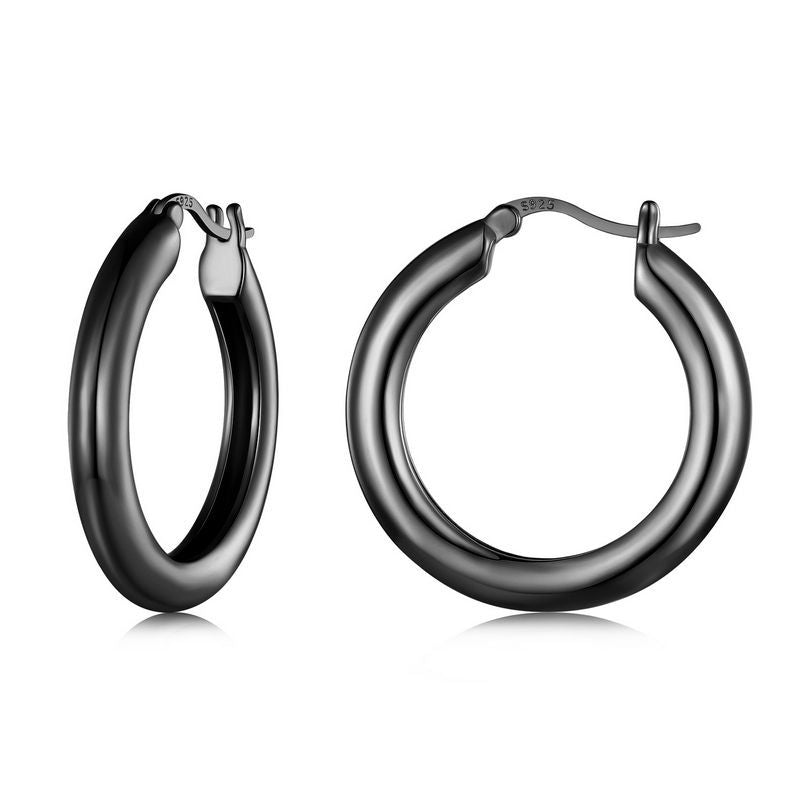 Round Zircon-Inlaid Minimalist Copper Earrings