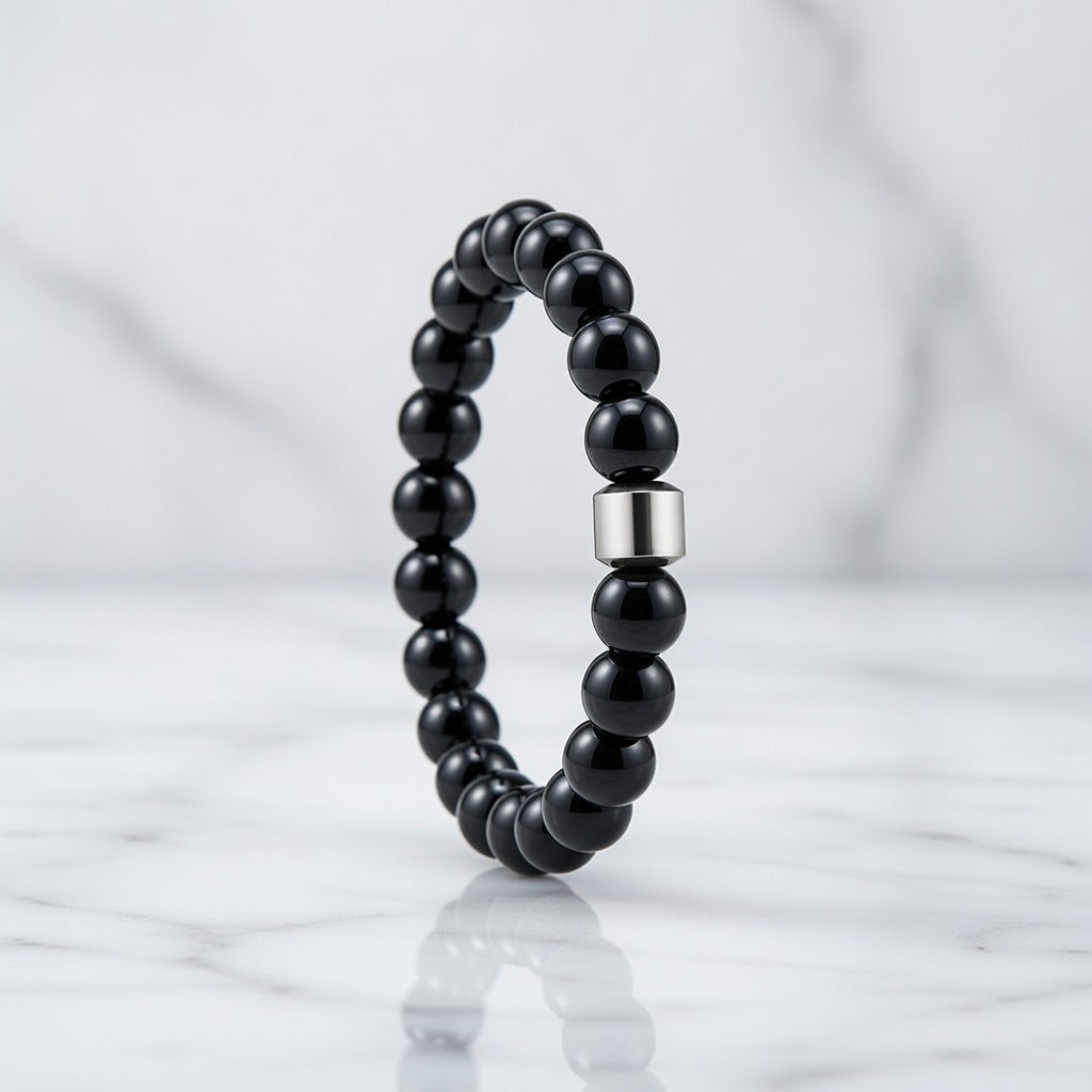 Women's Fashion Simplicity Black Tourmaline Bead Bracelet