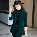 Pure Color Short-sleeved Temperament Gold Velvet Pants Suit