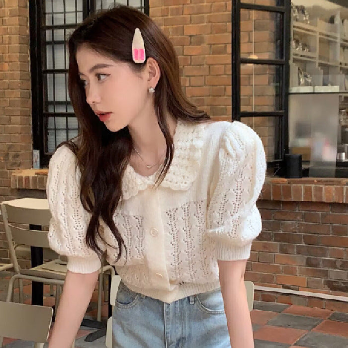 Spring Summer Womens Short Knitted Top