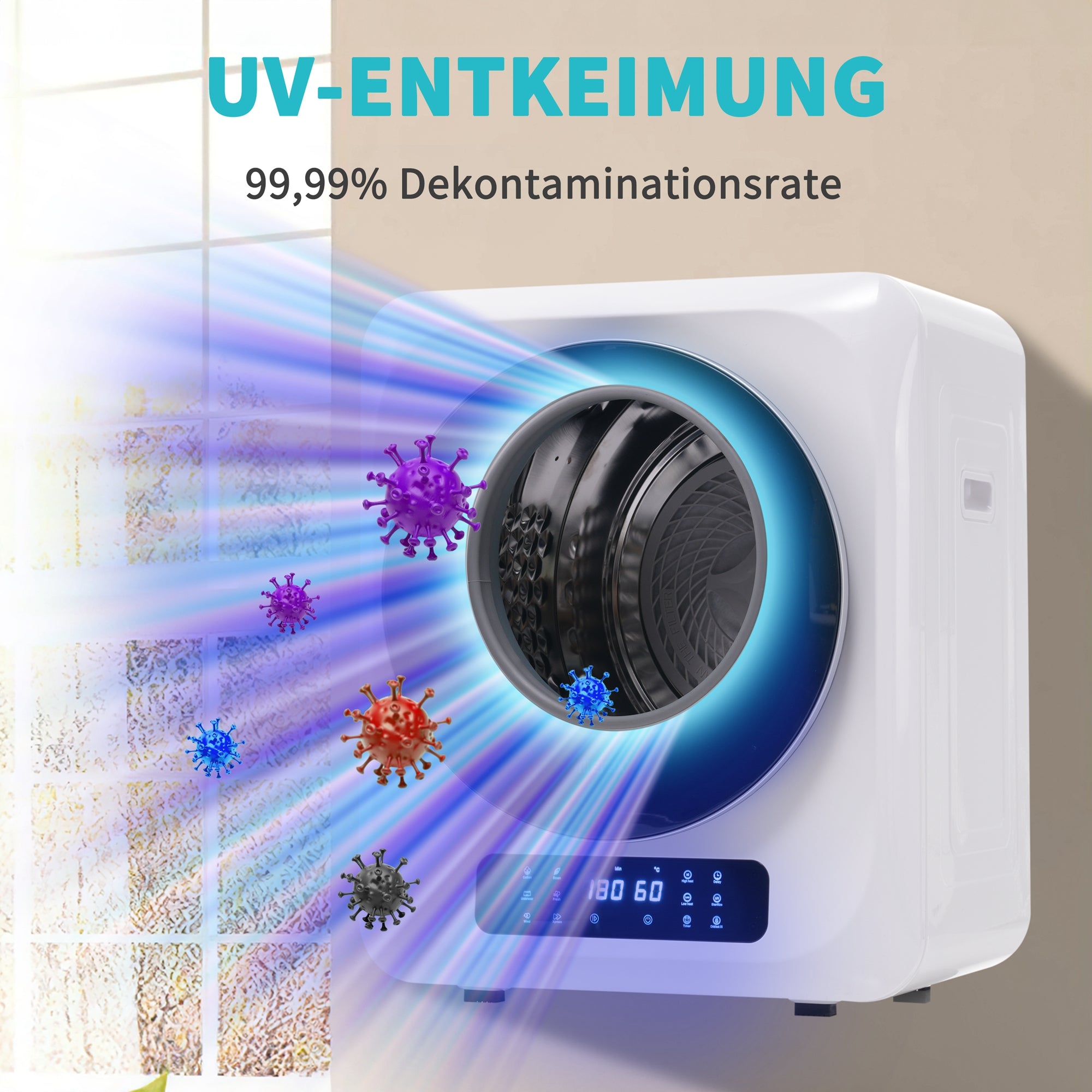 Abgastrockner, Edelstahltrockner, 3 Kg, Tatsachlich Bis Zu 4 Kg, 850 W, Mehrfachfiltration, 6 Programme, 6 Funktionen. Uberhitzungsschutz, Wandmontage Energieklasse G