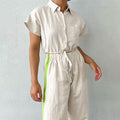 Women's Retro Loose Casual Lace-up Shirt Top High Waist Wide Leg Pants Suit