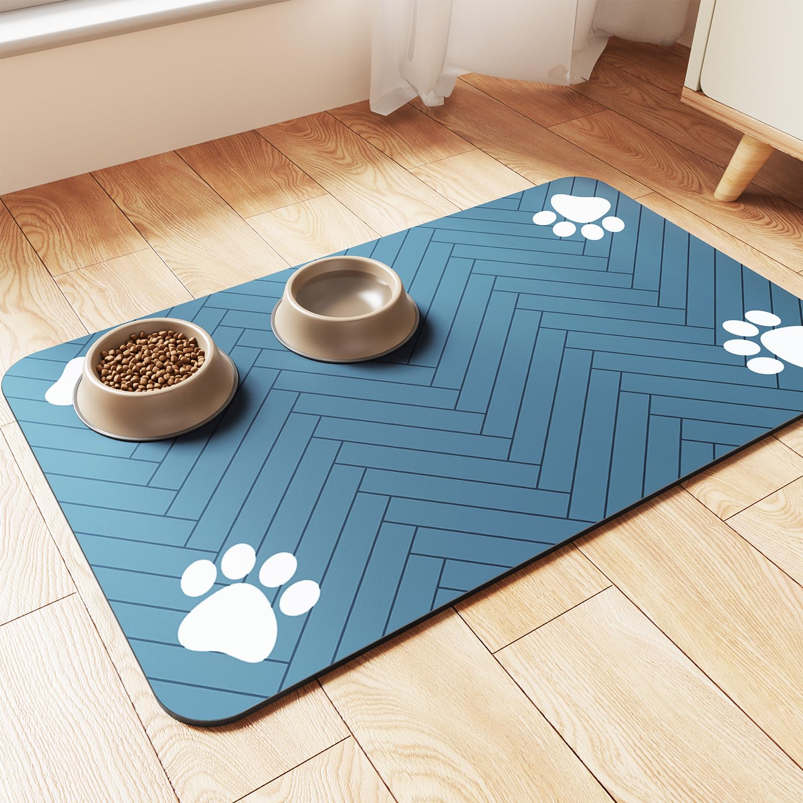 Pet Feeding Mat-Absorbent Pet Placemat For Food And Water Bowl, With Waterproof Rubber Backing, Quick Dry Water Dispenser Mat For Dog And Cat