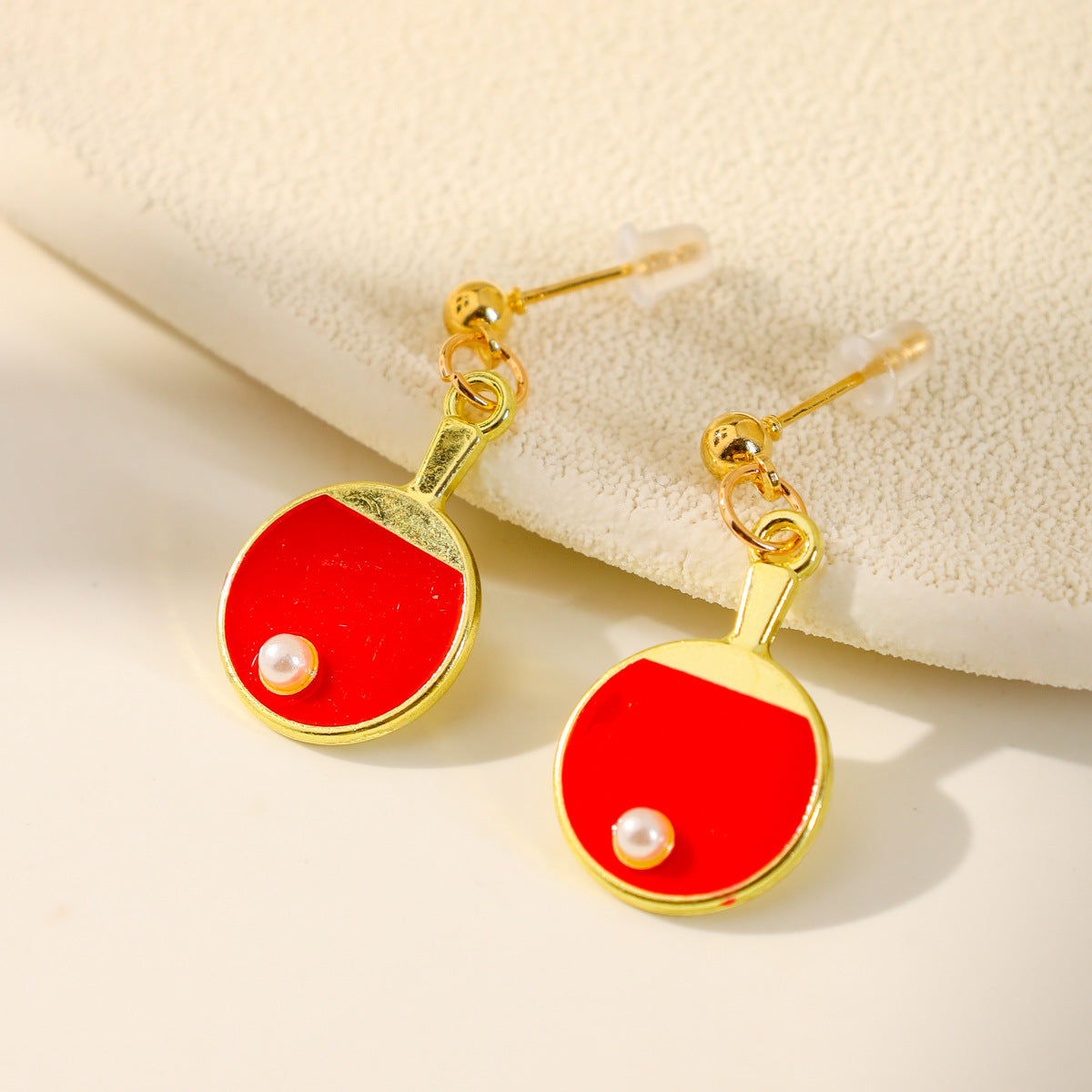 Creative Handmade Table Tennis Paddle Earrings