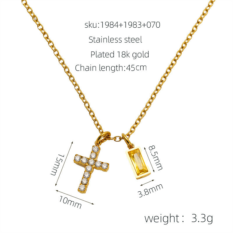 Minimalist Cross Choker Necklace With Cubic ZirconiaDecember Birthstone
