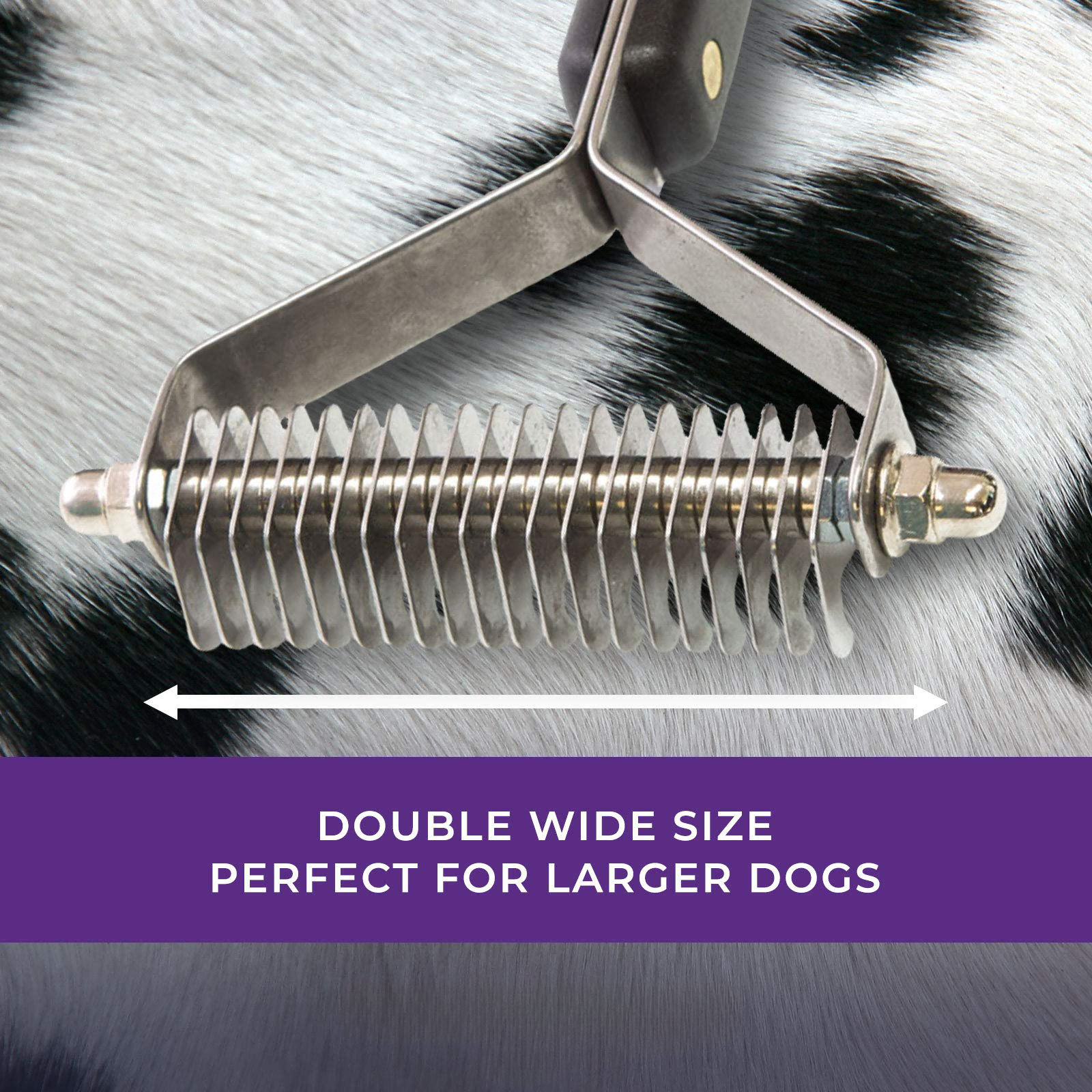 Paw Brothers 20 Blade Medium Double WideDematting Undercoat Rake For Dogs And Cats, Professional Grade, Dog Shedding Brush, Stainless Steel Blades, Rounded Gentle Teeth