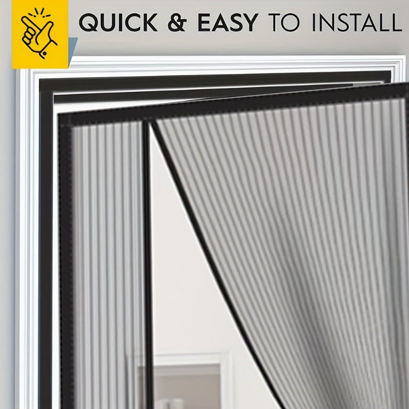 1pc Side-opening Magnetic Screen Door, Reversible Left And Right Design, With Hooks, Easy To Install, Prevents Insects From Entering, Suitable For Living Room And Bedroom Partition Screens, Door Curta