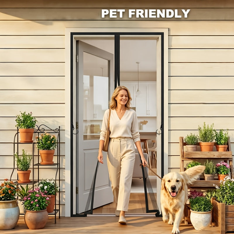 The Magnetic Screen Door Comes With Strong Adhesive Velcro, Easy To Install Without Tools. The Fine Mesh Keeps Out Mosquitoes While Allowing Airflow, The Magnets Make The Curtain Close Automatically,