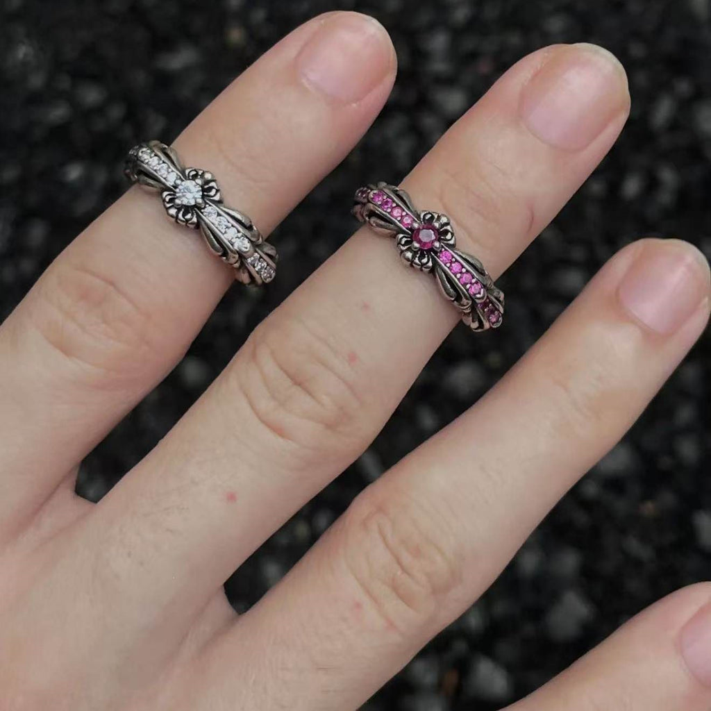 Neon Iris Flower Ring Vintage Style