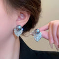 New Super Sparkling Full Rhinestone Pearl Earrings, Light Luxury High-End Bestseller Studs, Elegant Fashion Commuter All-Match Women Ear Jewelry