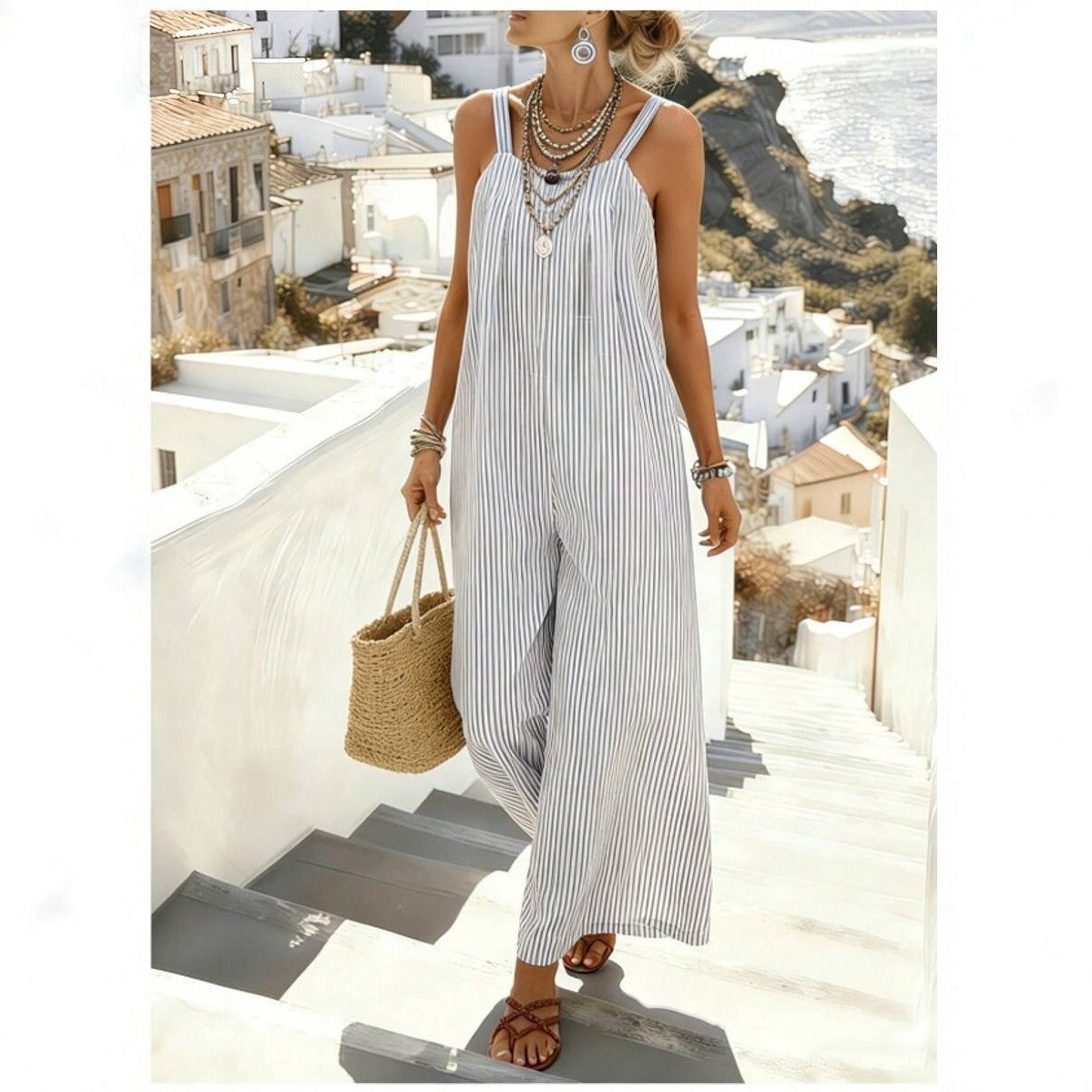 New Striped Strap Sleeveless Dress For Women