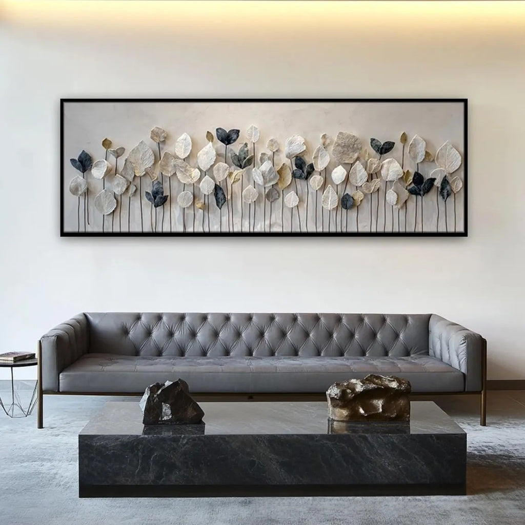 Minimalist Leaf Panoramic Art Canvas Painting