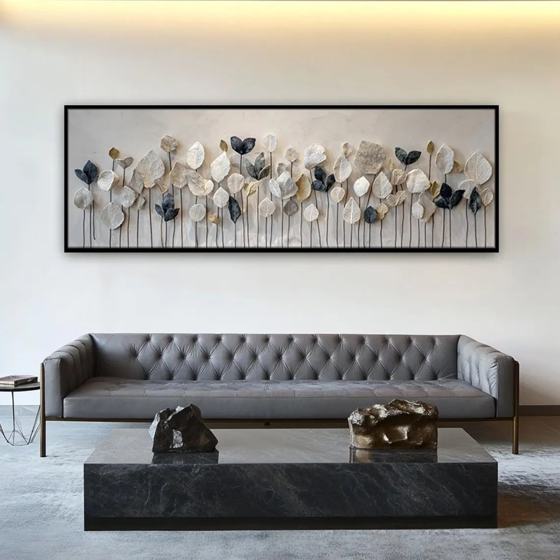 Minimalist Leaf Panoramic Art Canvas Painting