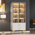 Elegant Glass Display Case With Two Doors - 70x35x150cm - Glass Doors, Golden Legs, Movable Shelves, Display Case With App LED Light, Cabinet, Glass Display Cabinet, Tall Cabinet, Standing Display Cas