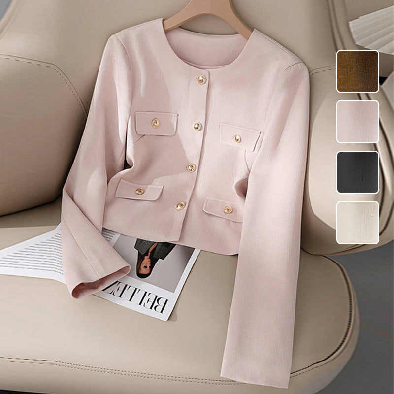 New Round Neck Autumn Fashion Short Round Neck Wool Coat