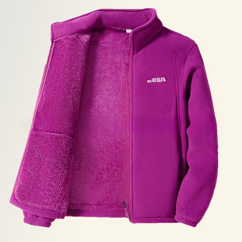 Fleece-lined Heavyweight Polar Fleece Windproof And Warm Stand-collar Jacket