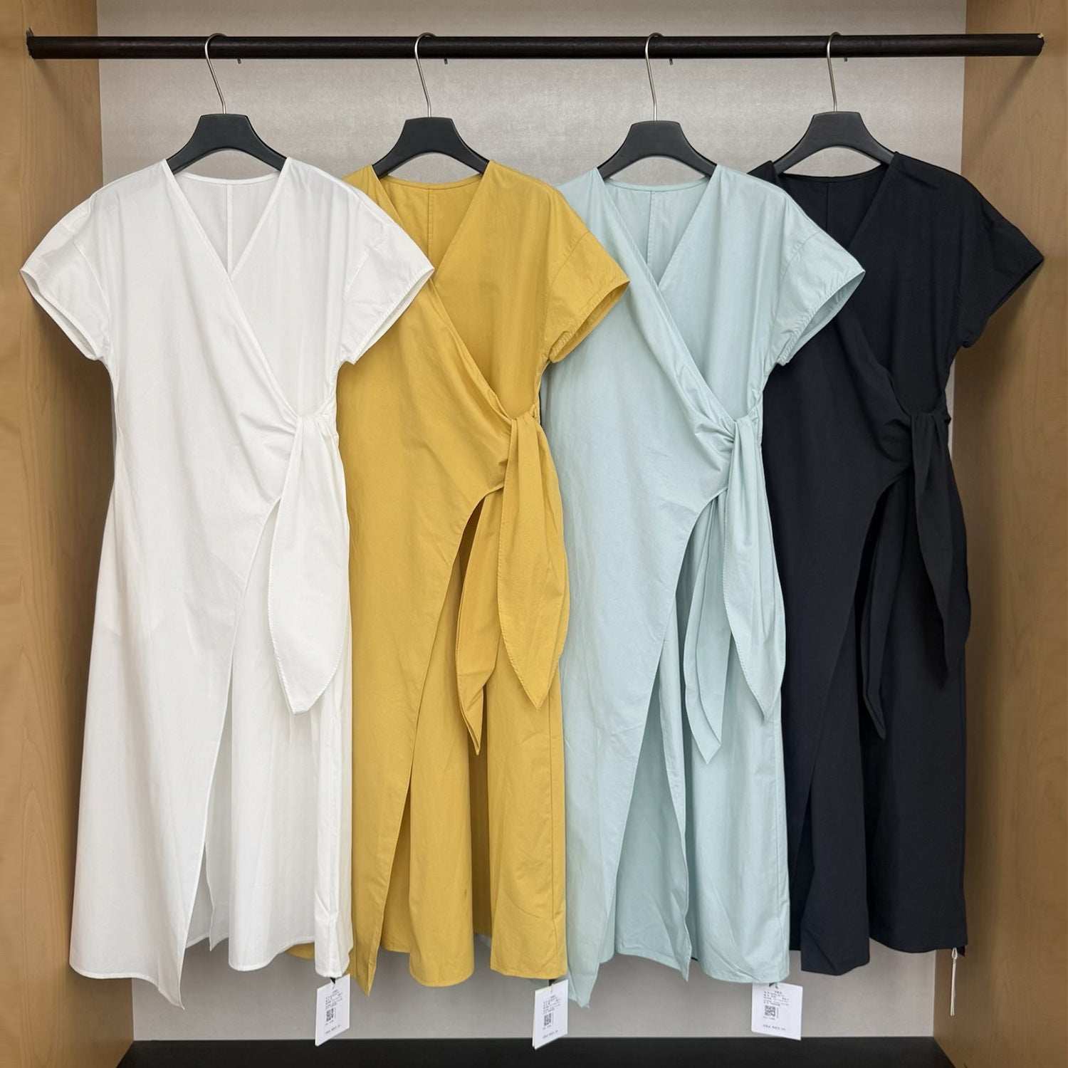 TG Minimalist Relaxed-Feel Wrap V-Neck Lace-Up Dress