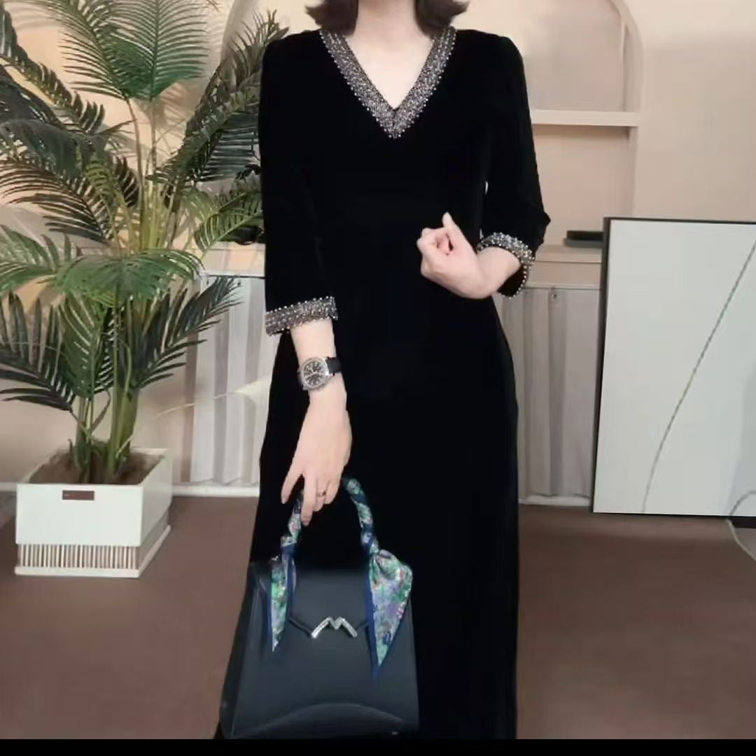 Womens Fashion Casual Dress With Three-Quarter Sleeves
