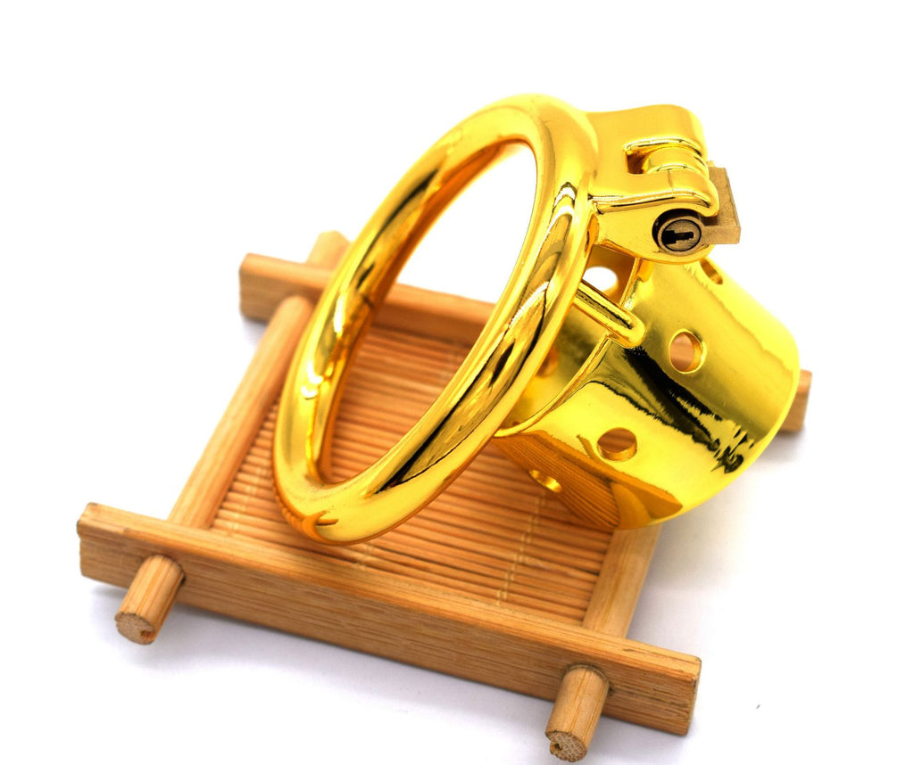 Stainless Steel Gold-plated Straight Eight-hole Chastity Lock