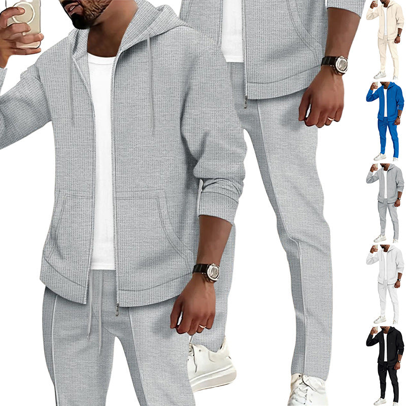 Hooded Zip-up Sweatshirt And Knit Sweatpants Set