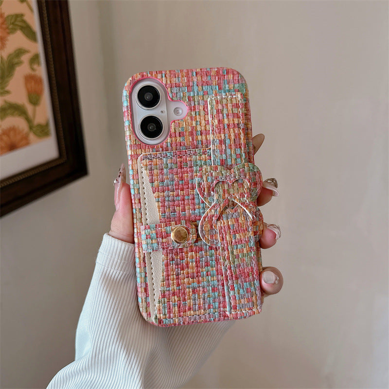 Woven-pattern Heart-shaped Cardholder