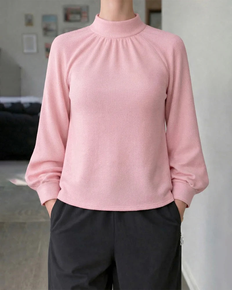 Springautumn Knitted Long-sleeve Casual Raglan-sleeve Turtleneck Lace-trimmed Sweater Bottoming Shirt