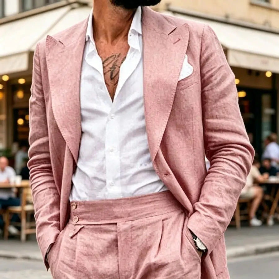 Mens Suit Set Simple And Retro Two-Piece Set