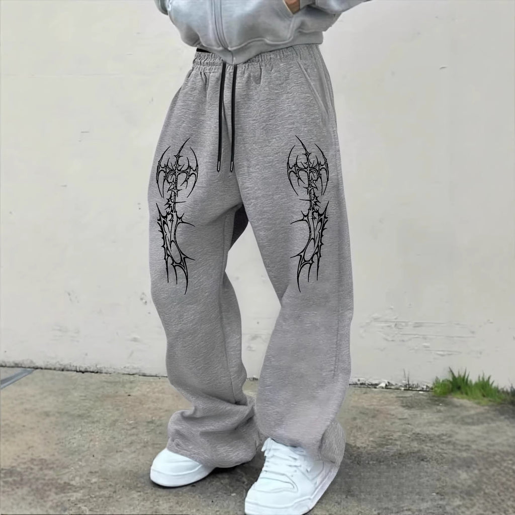 Loose-fit Pants With Dark Gothic Prints Unisex