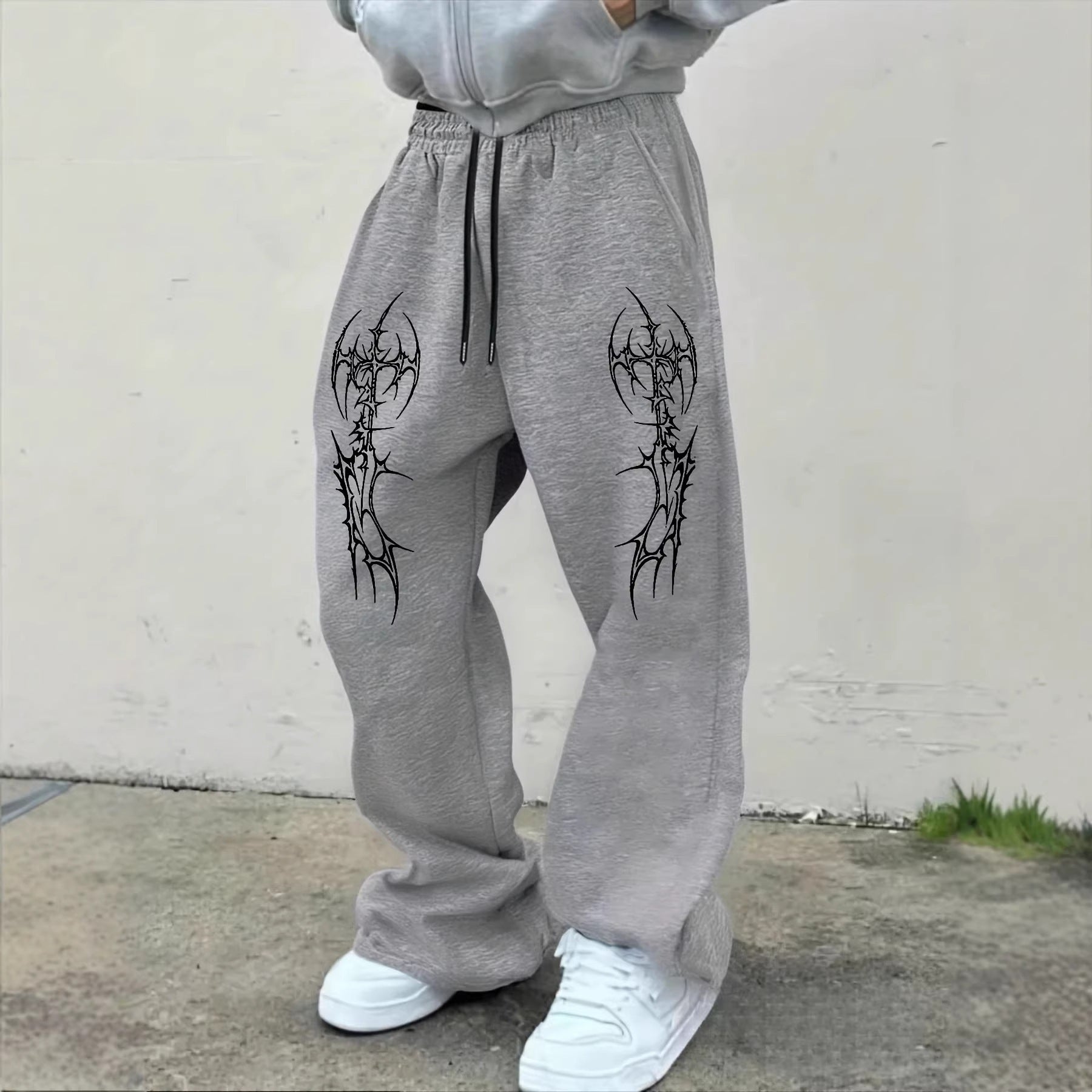 Loose-fit Pants With Dark Gothic Prints Unisex