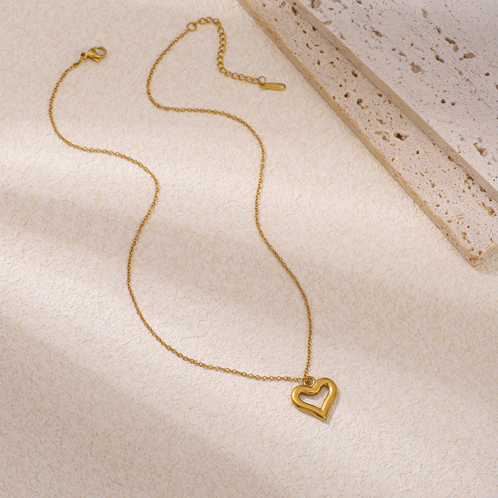 Stainless Steel Heart-shaped Pendant Necklace