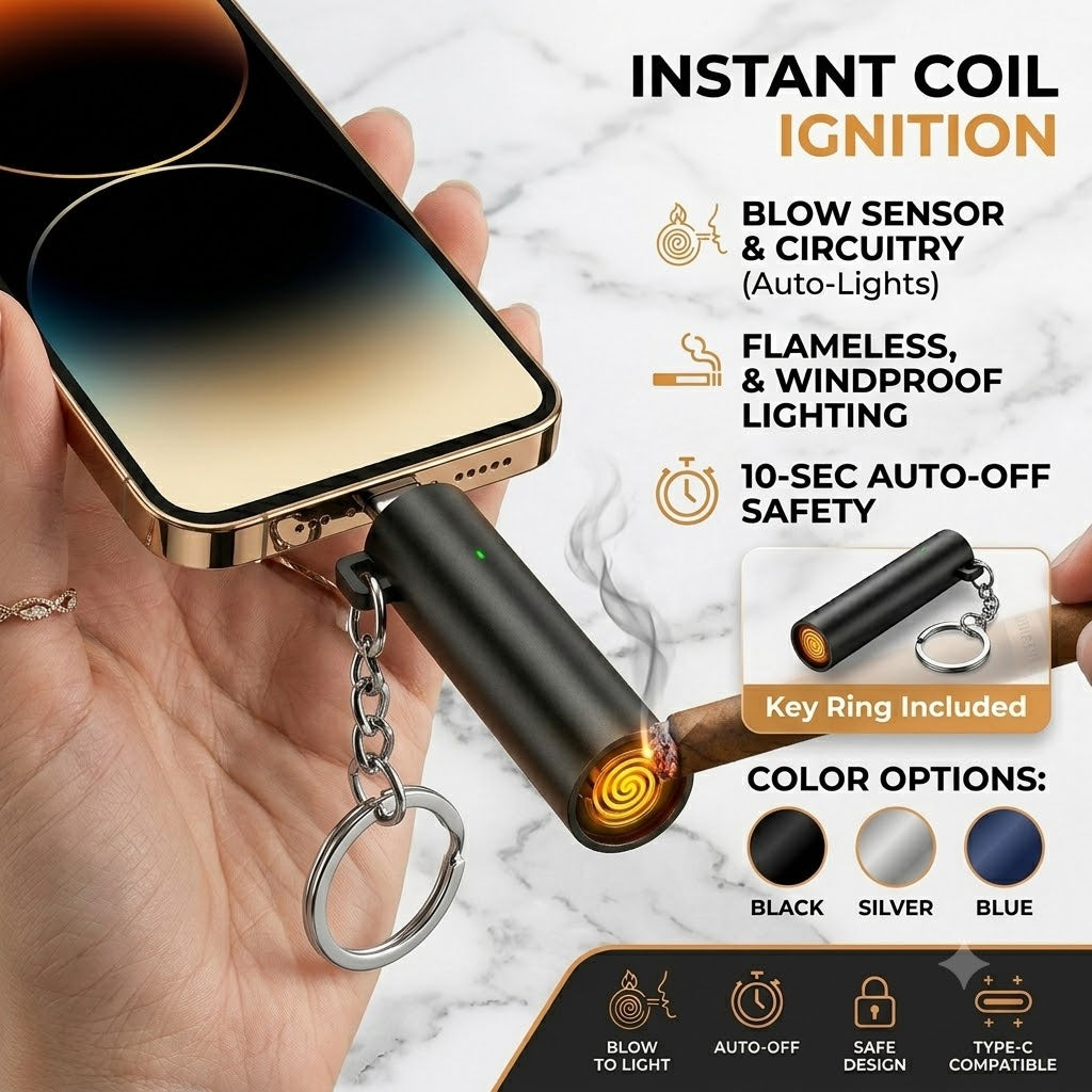 Type-C Lighter Phone Plug Lighter Battery-free Lighter USB-C Phone Igniter Plug And Play Lighter Plug And Play Lighter