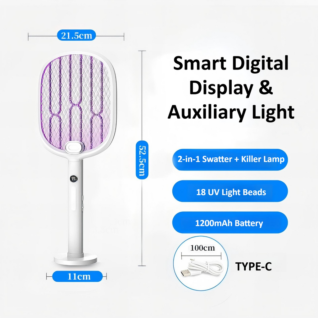 3000V Electric Rechargeable Swatter Mosquito Fly Killer And Bug Zapper Racket UK