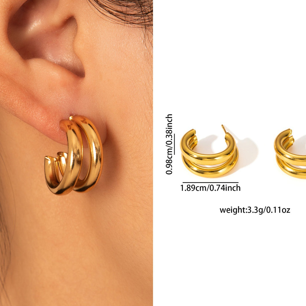 Niche Luxury Gold Titanium Steel Studs Anti-Tarnish Stainless Steel Women Earrings