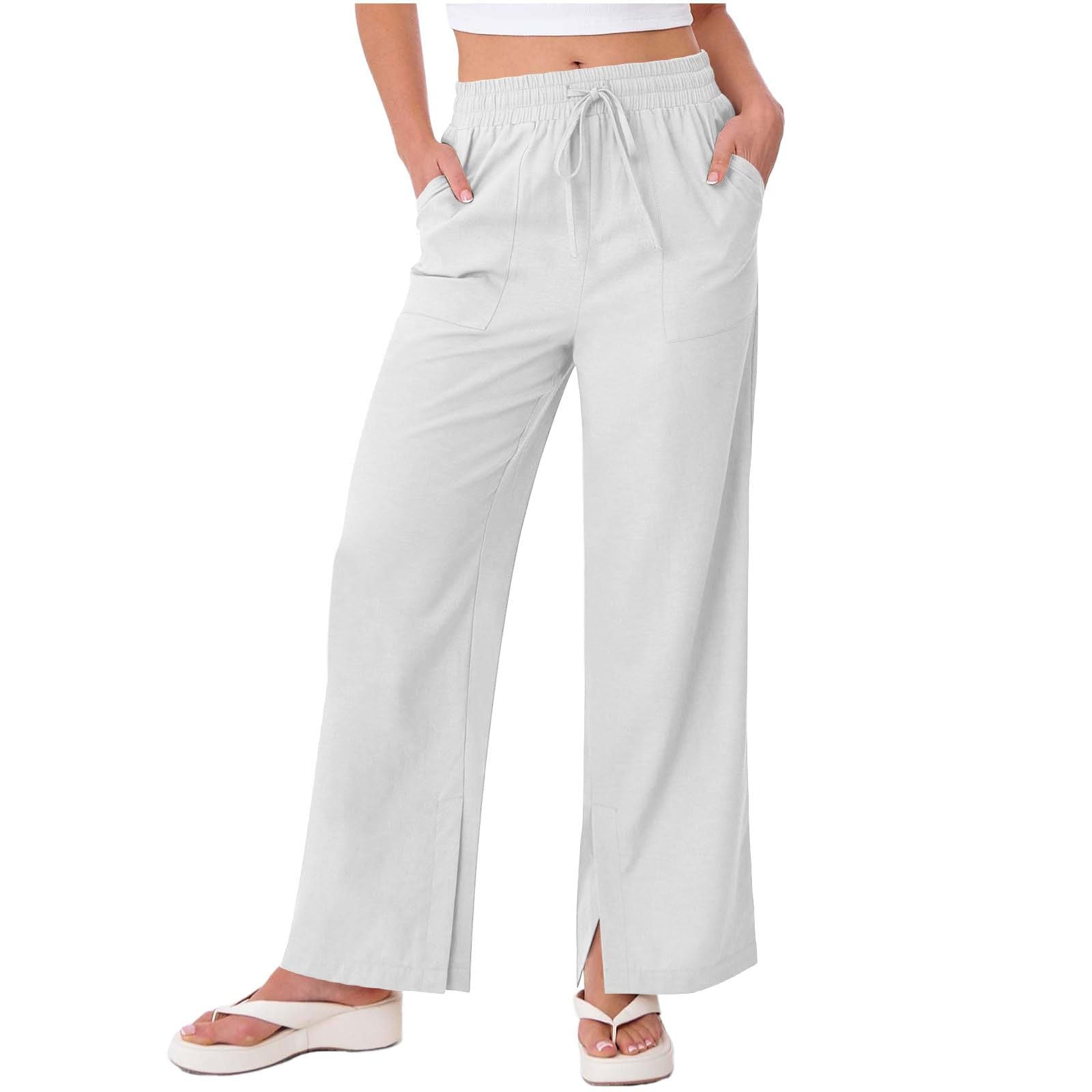 Wide-leg Pants With A Fitted Waist And Drawstring Solid-color Casual Trousers