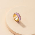 New European And American-style Colorful Crystal Ring With A Gold-plated Base