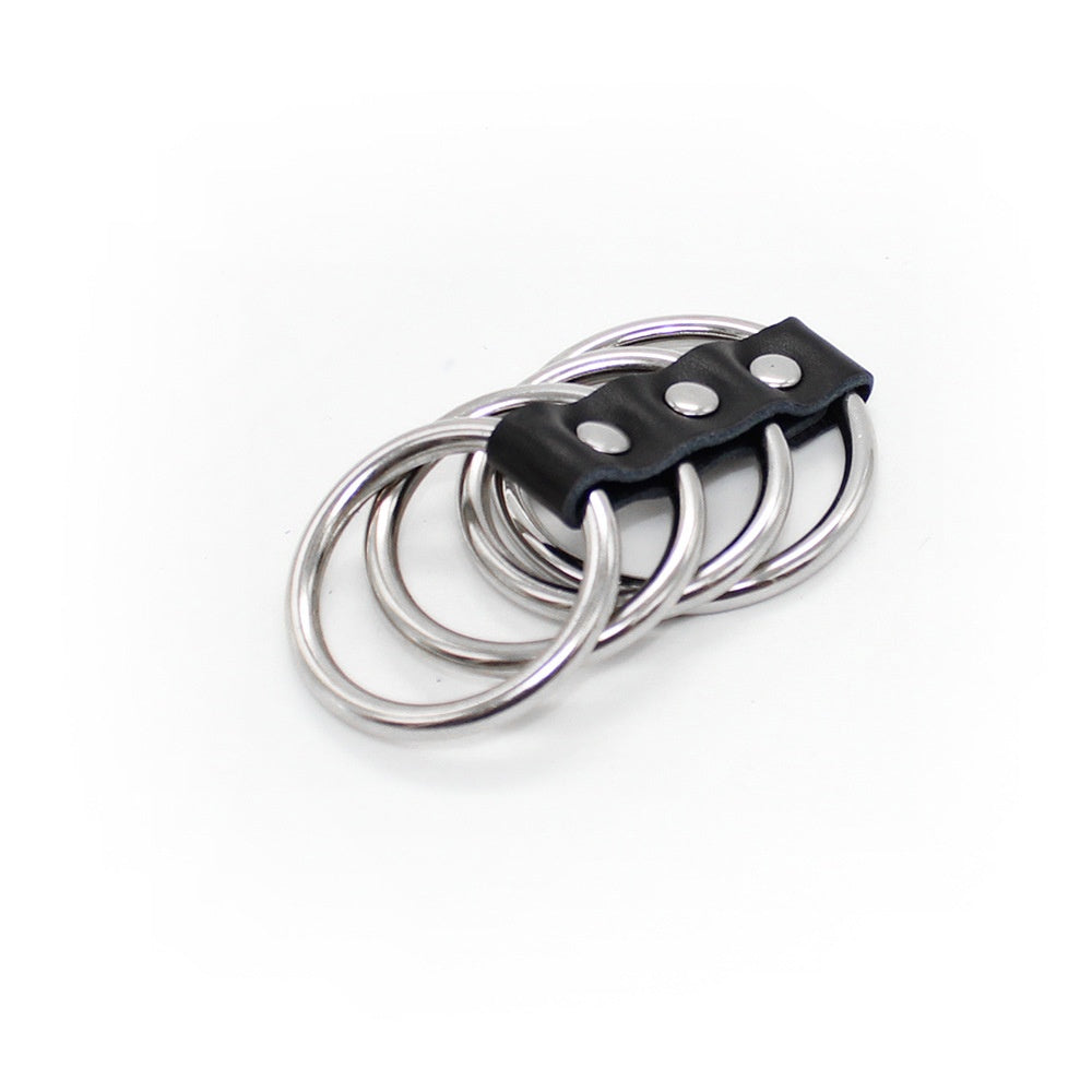 Leather Bondage Set For Men Intimate Extension Ring With Metal Props