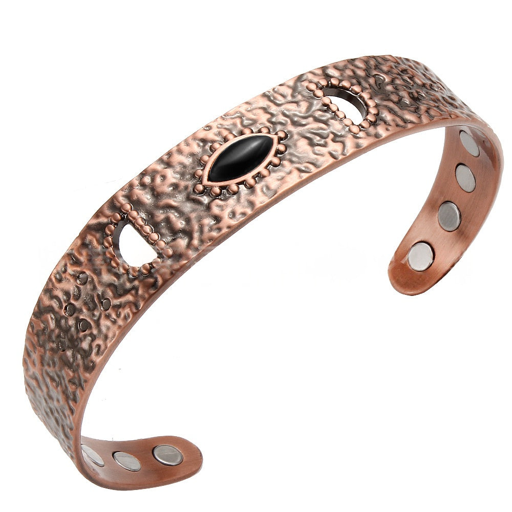 Vintage Hollowed-Out Solid Copper Magnet Red Copper Bracelet