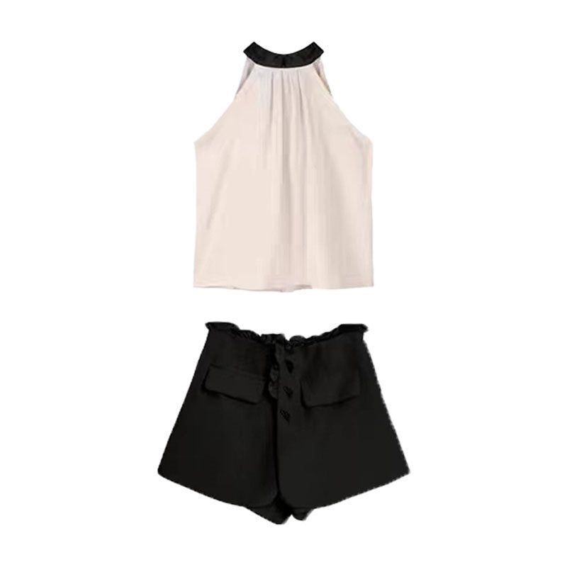 Hollow-shoulder Loose Chiffon Top