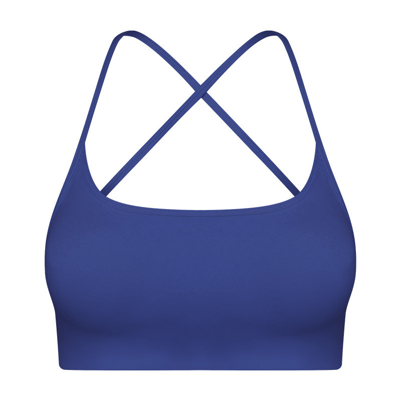 Summer Outdoor Wear Crisscross Back-enhancing Sports Bare-feel Bra With Thin Straps