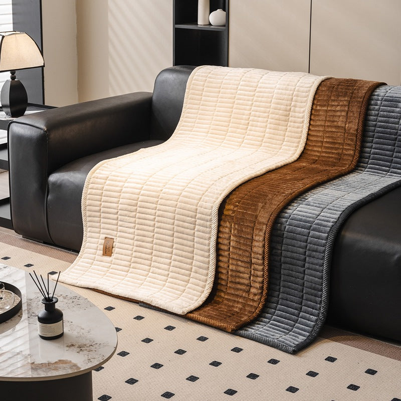 Flannel Sofa Cushion Thickened And Non-slip For Fall And Winter