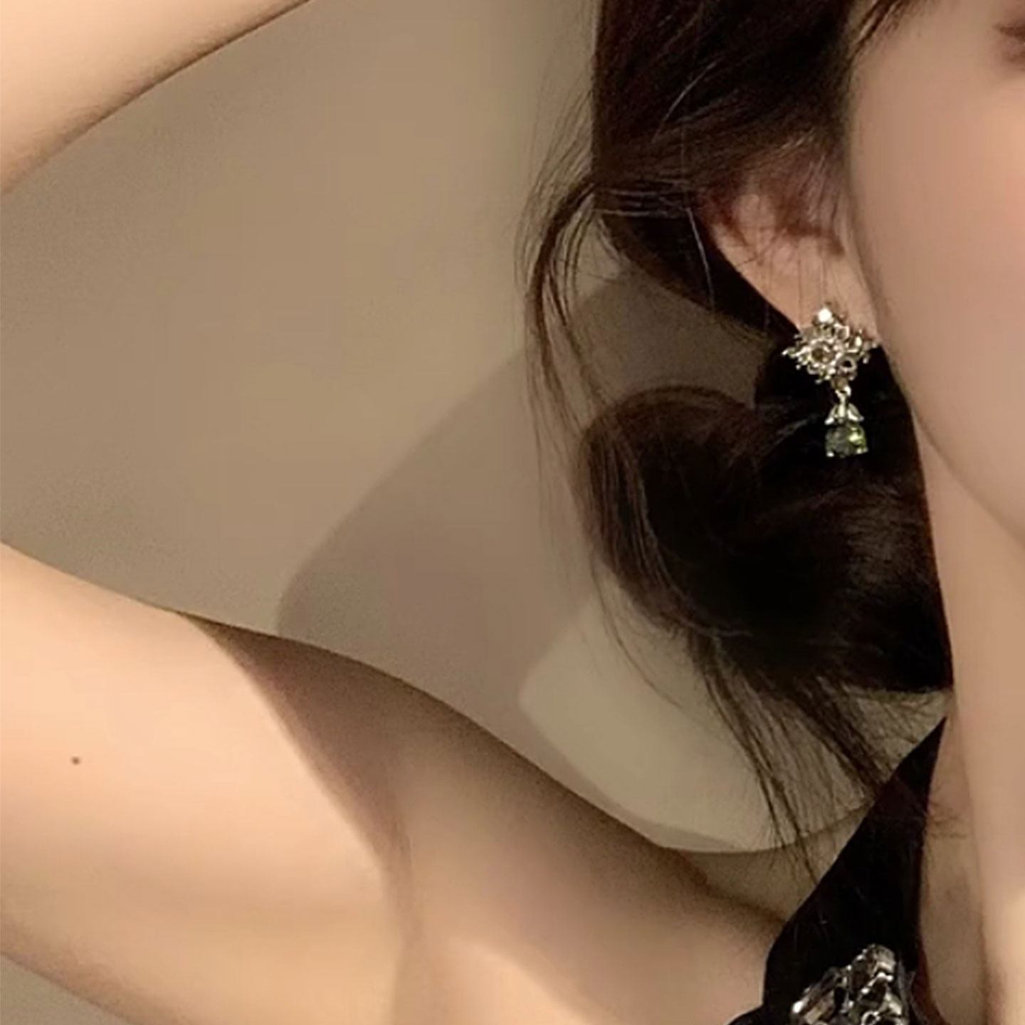 Vintage Exquisite Zircon & Pearl Floral Earrings For Women, Elegant High-End Versatile Teardrop Pendant Stud Ear Jewelry